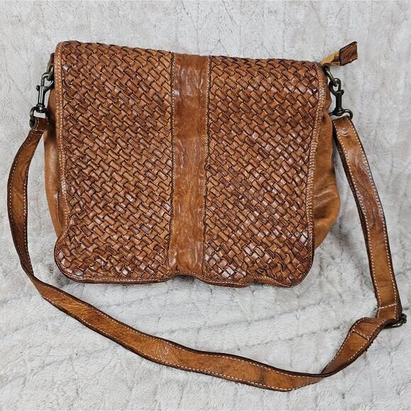 Langellotti Leather Purse Made In Italy Large Boho Hippie Western Brown Classic - Picture 1 of 7